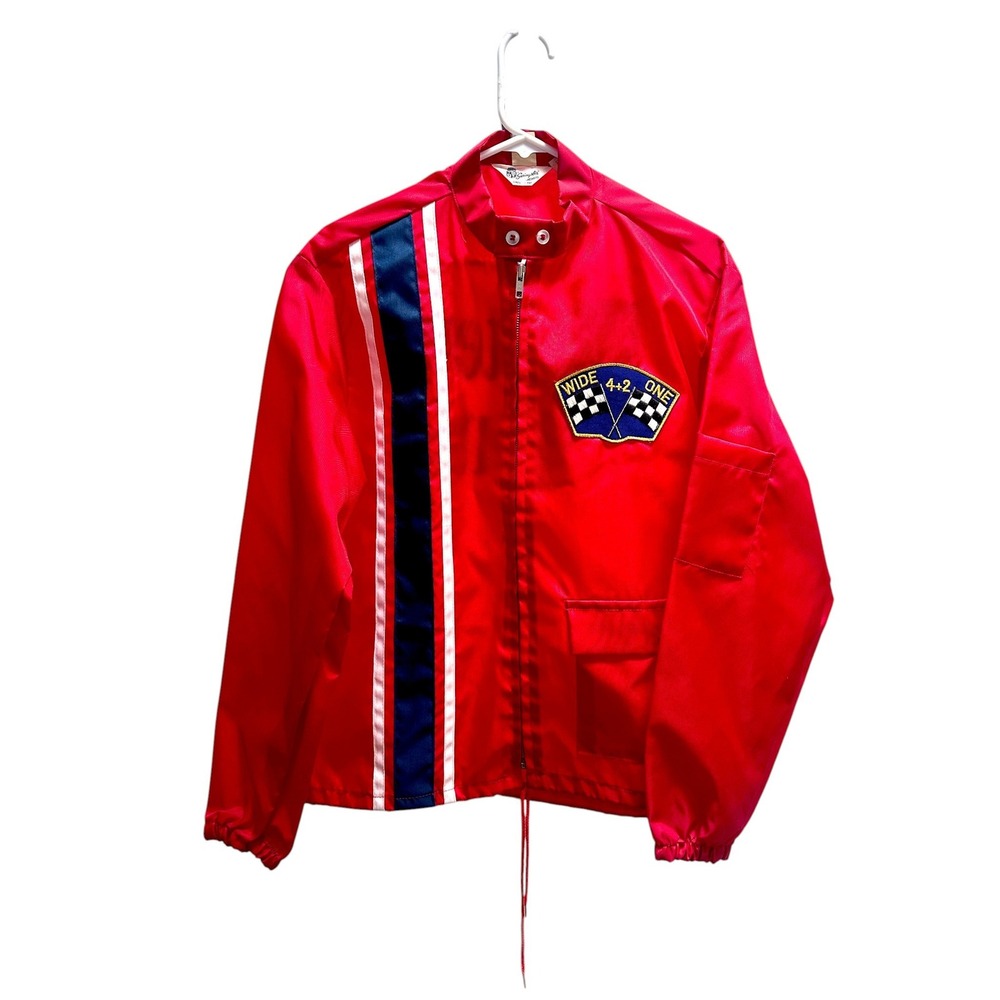 Vintage Western Auto Racing Jacket Red Satin 70s 60s USA